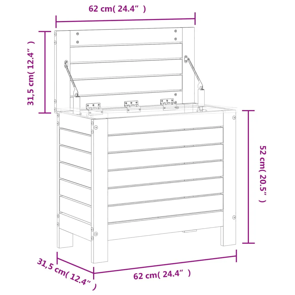 haveskammel 62x31,5x52 cm massivt fyrretræ hvid - Image 9