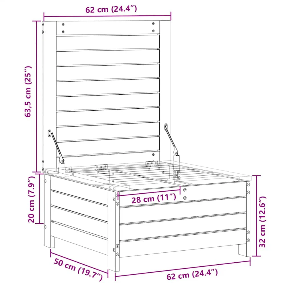 haveskammel 62x63,5x32 cm imprægneret fyrretræ - Image 9