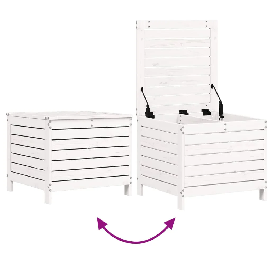haveskammel 62x63,5x53,5 cm massivt fyrretræ hvid - Image 7