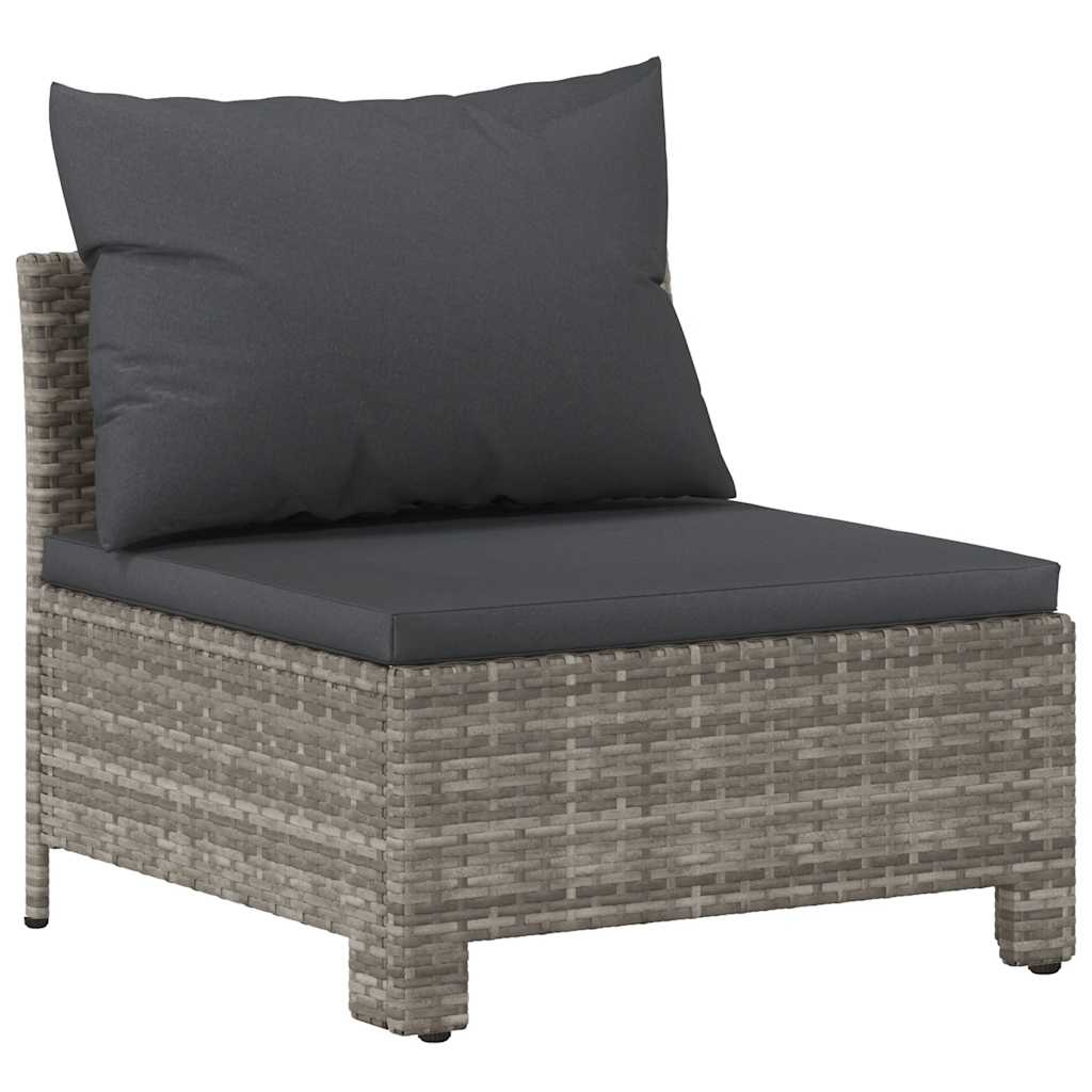 havesofa med hynde grå polyrattan - Image 2
