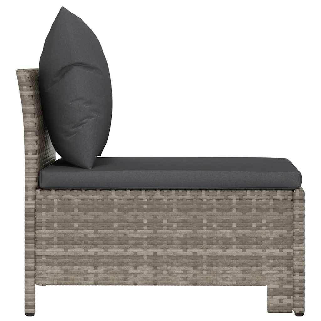 havesofa med hynde grå polyrattan - Image 5