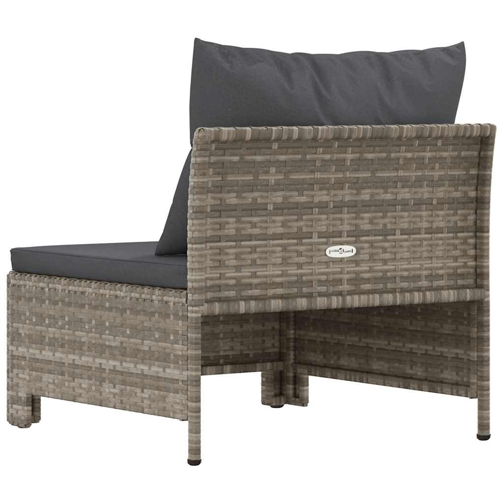 havesofa med hynde grå polyrattan - Image 6