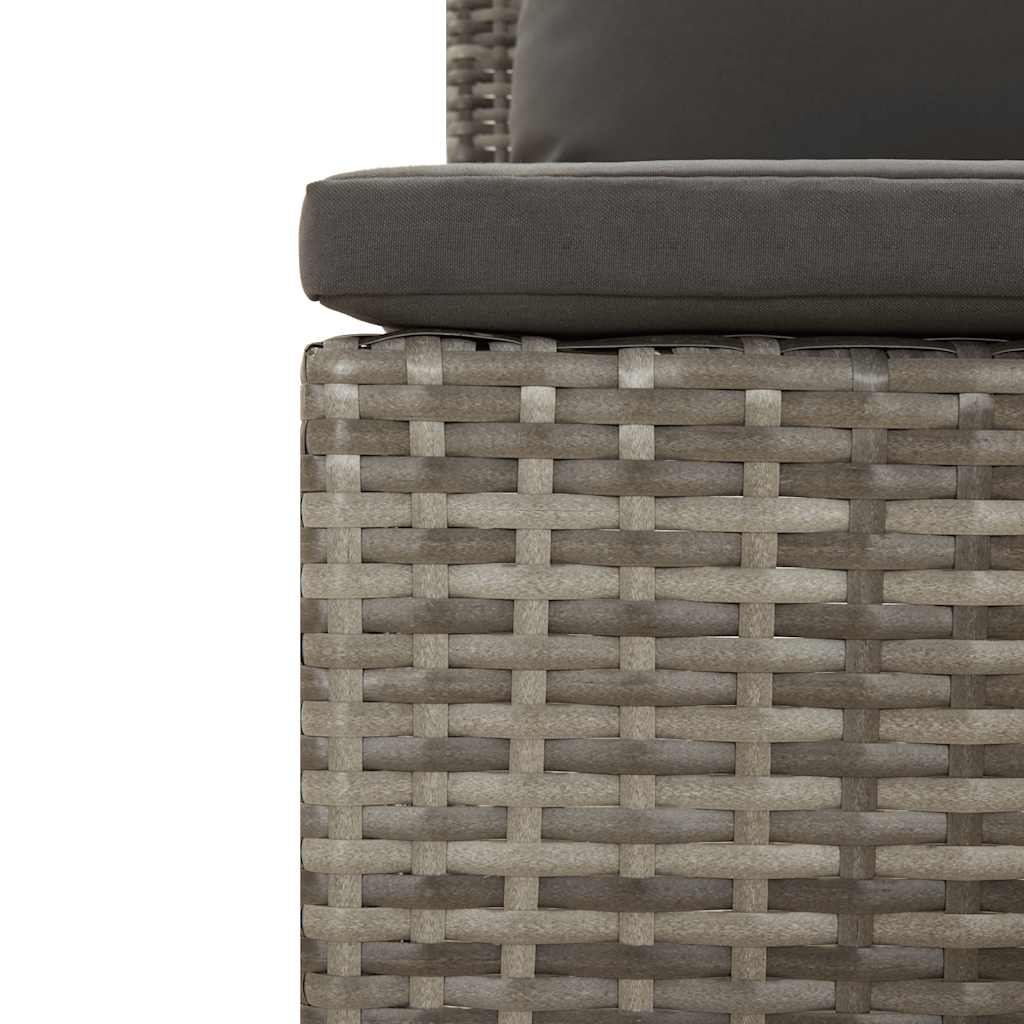 havesofa med hynde grå polyrattan - Image 7