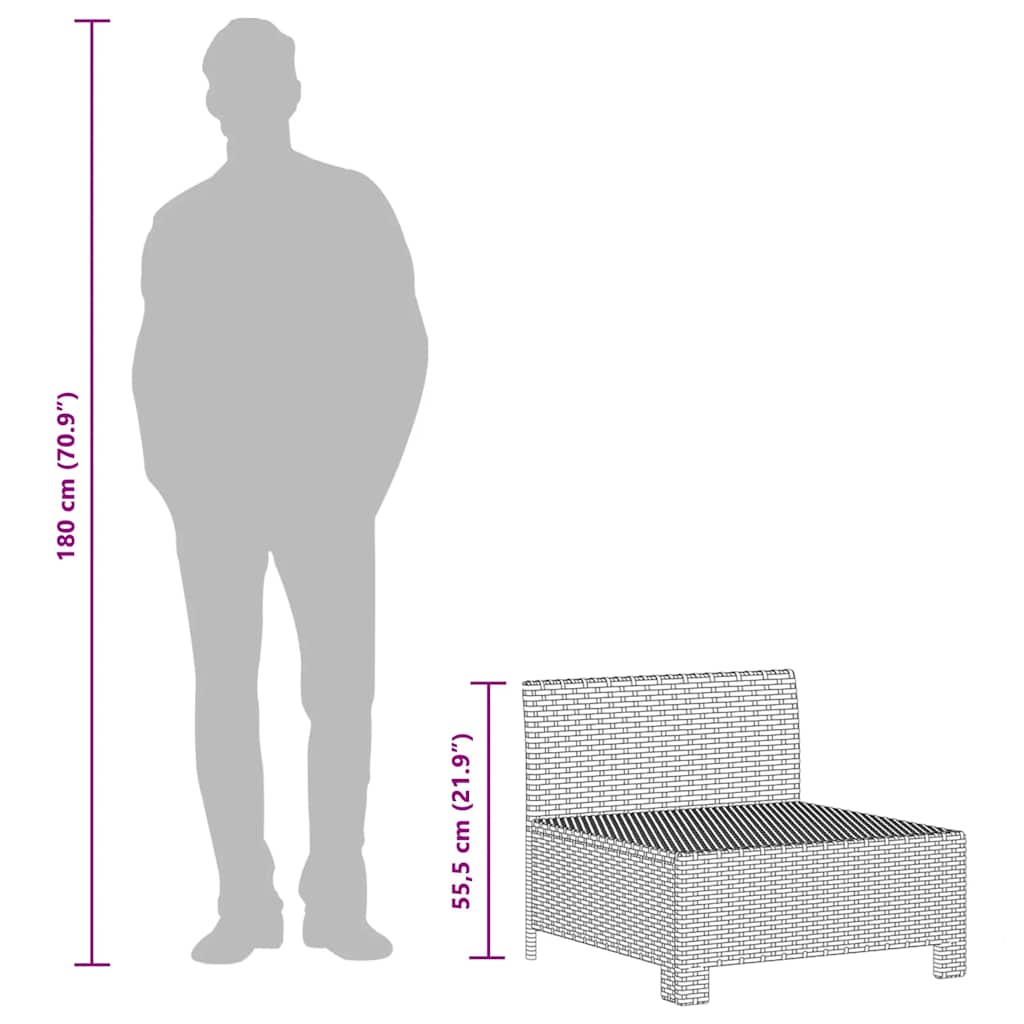 havesofa med hynde grå polyrattan - Image 8