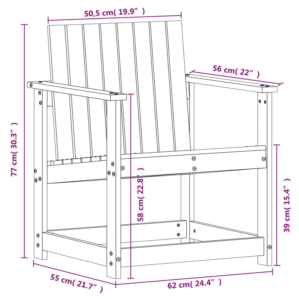 havestol 62x56x77 cm massivt fyrretræ - Image 8