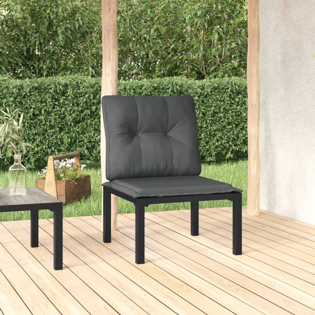 havestol med hynder polyrattan sort og grå