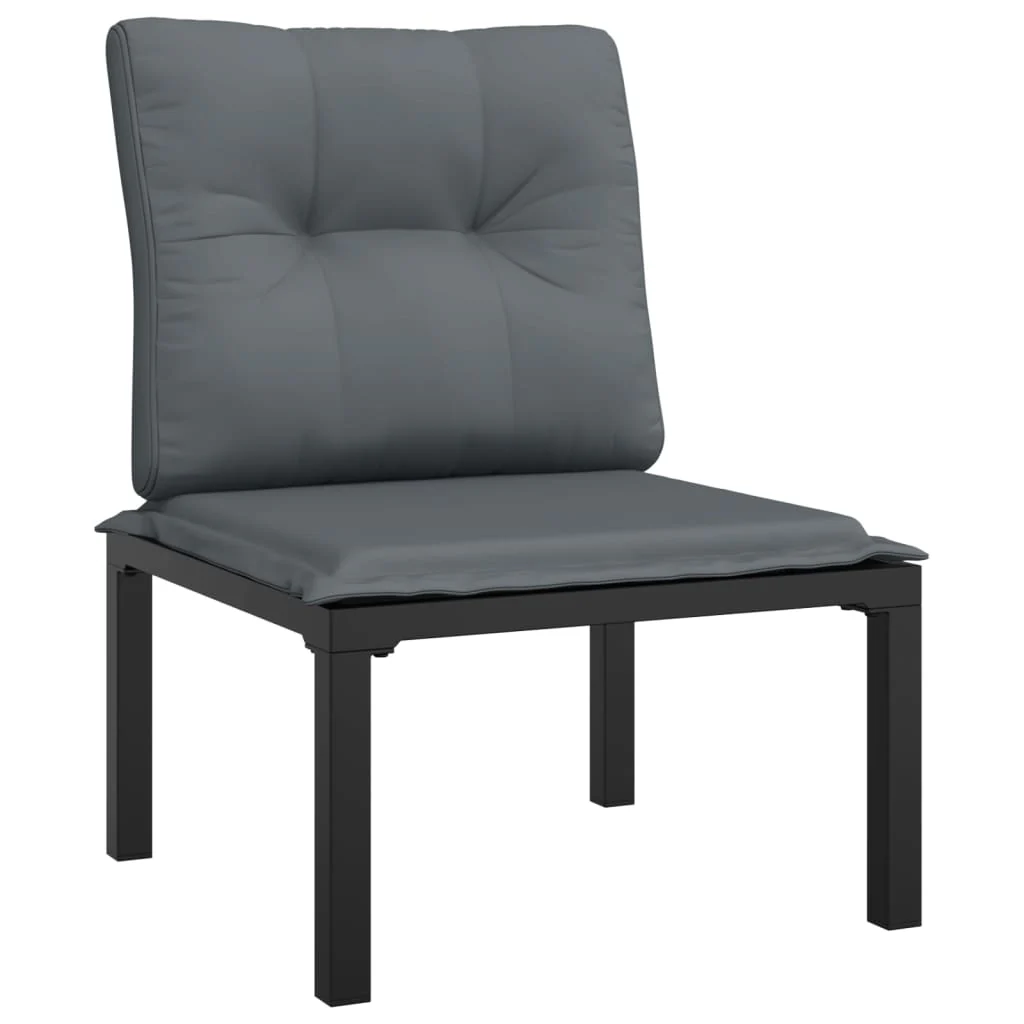 havestol med hynder polyrattan sort og grå - Image 2
