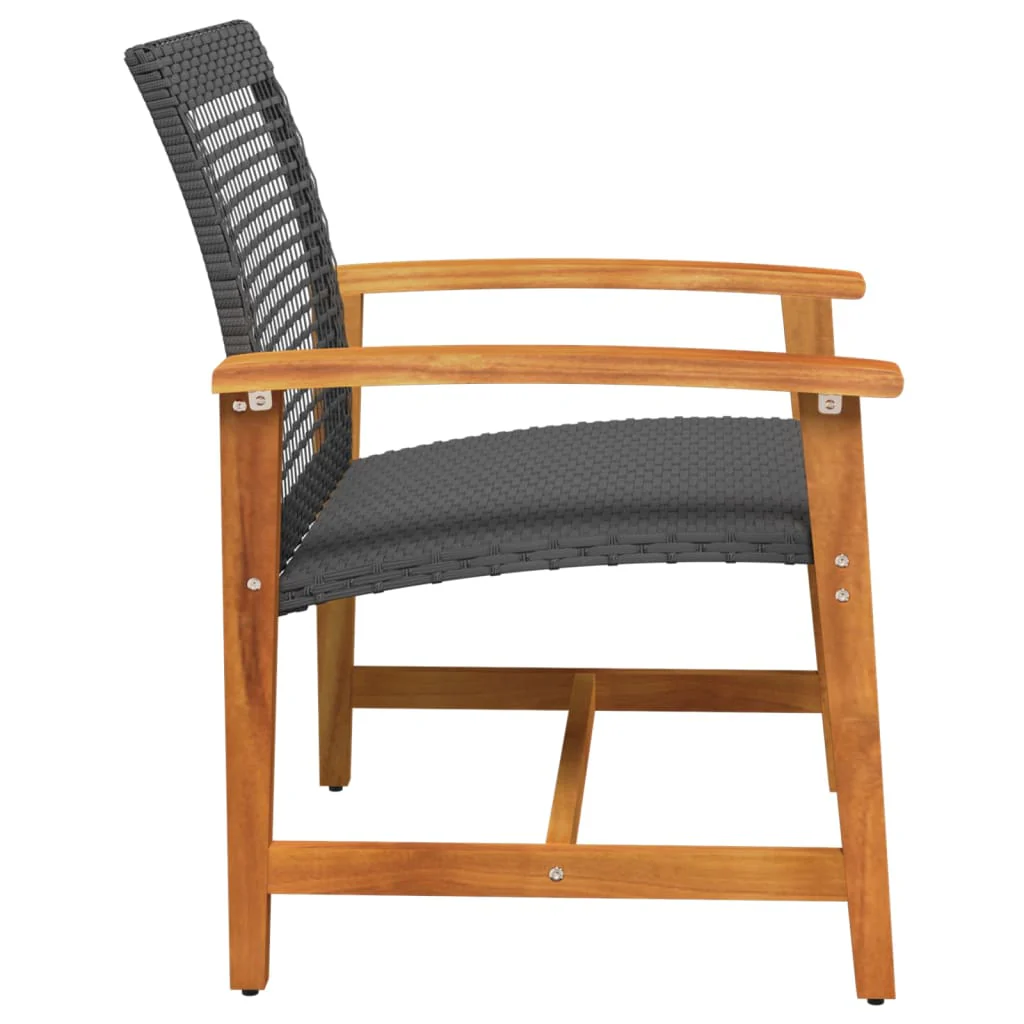 havestole 2 stk. polyrattan og akacietræ sort - Image 5