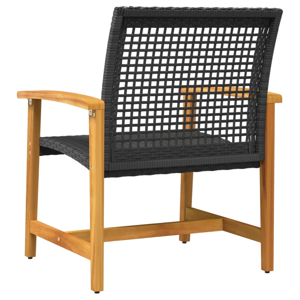havestole 2 stk. polyrattan og akacietræ sort - Image 6