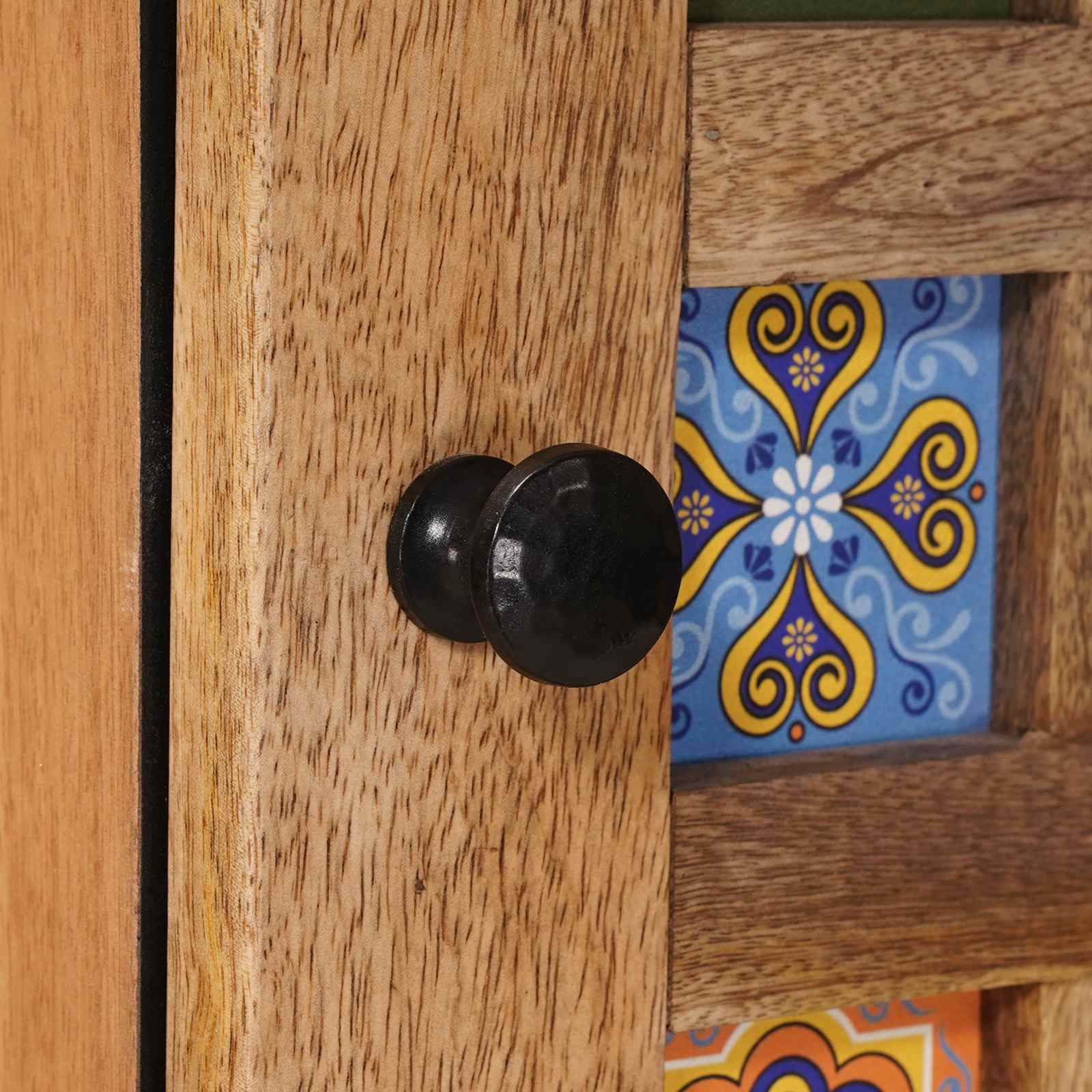 Highboard med dør Naturfarvet 40 x 33 x 110 cm Massivt mangotræ - Image 7