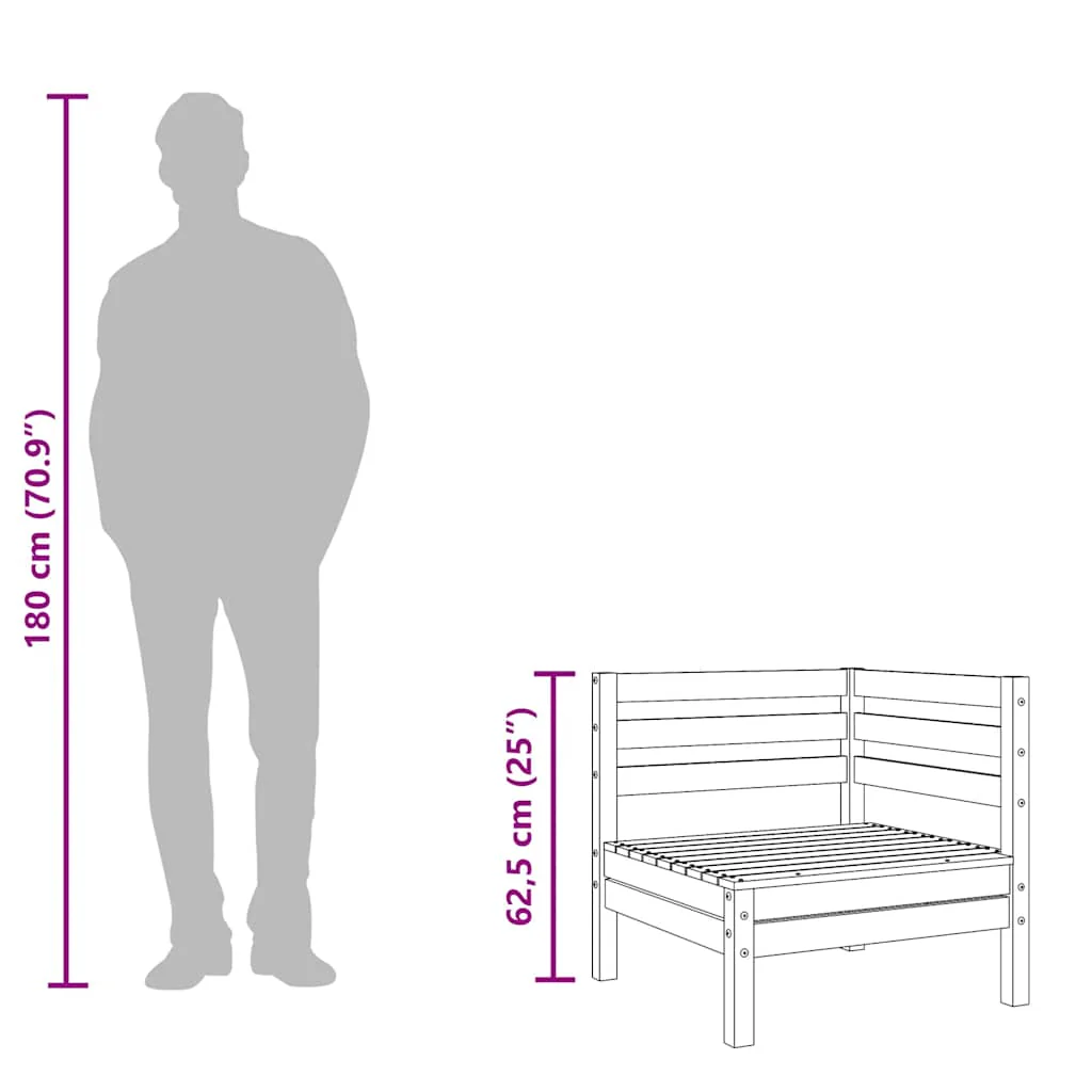 hjørnedel til havesofa massivt fyrretræ hvid - Image 6