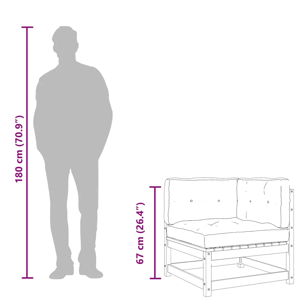 hjørnemodul med hynder massivt fyrretræ - Image 9