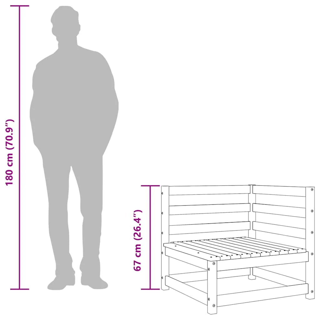 hjørnemodul til havesofa 70x70x67 cm imprægneret fyrretræ - Image 8
