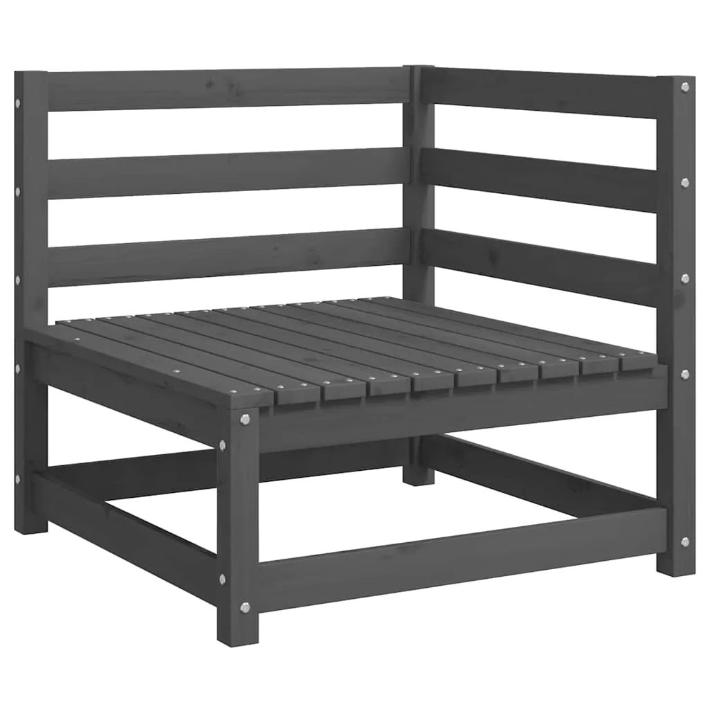hjørnemodul til havesofa grå hynder massivt fyrretræ - Image 4