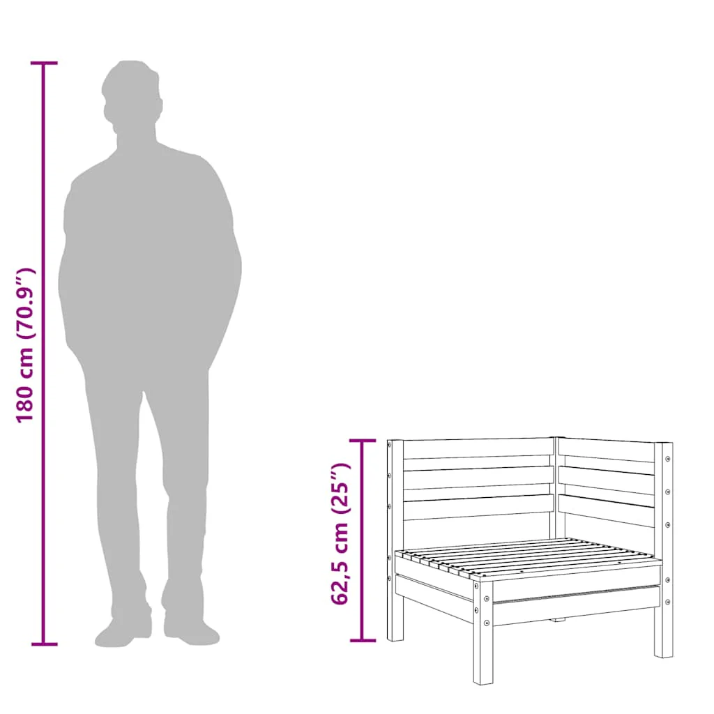hjørnemodul til havesofa massivt fyrretræ gyldenbrun - Image 8