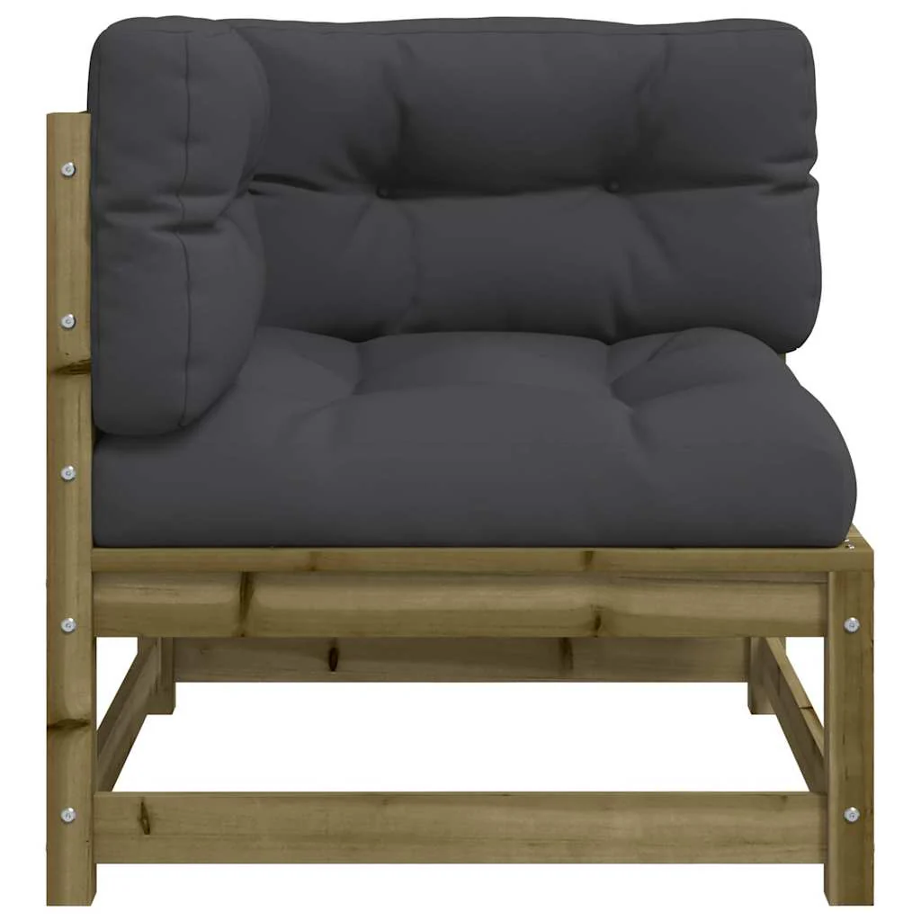 hjørnemodul til havesofa med hynder imprægneret fyrretræ - Image 5
