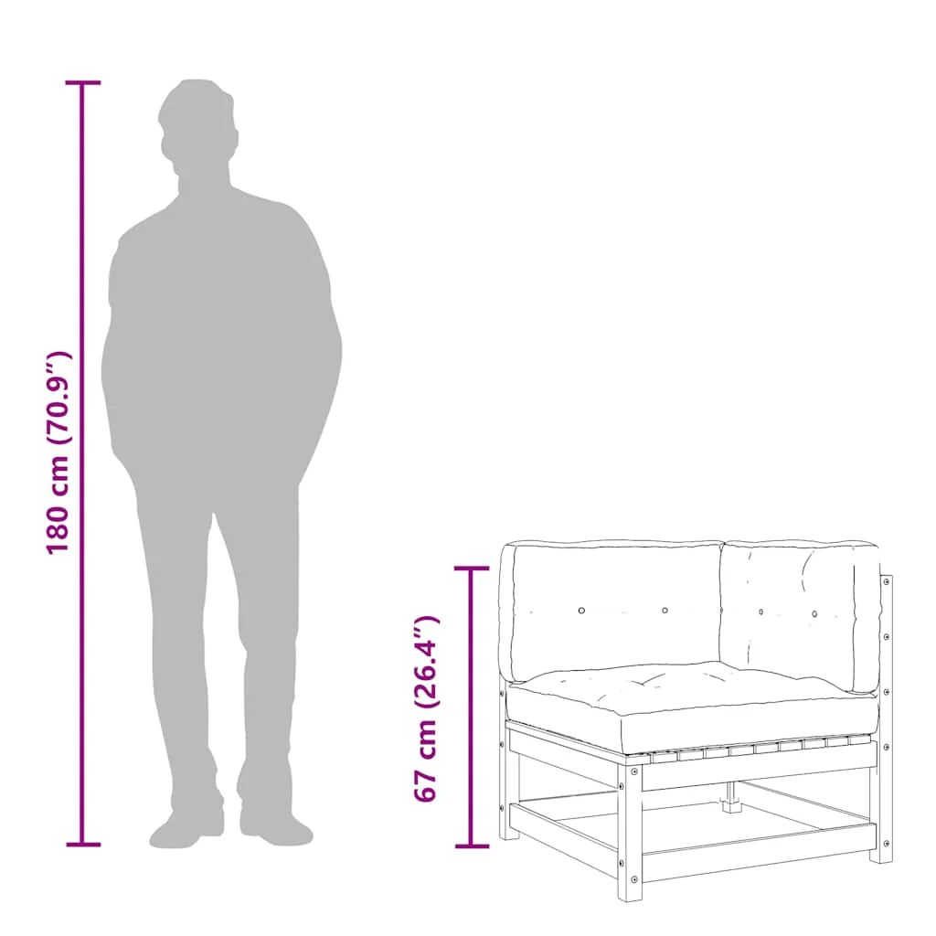 hjørnemodul til havesofa med hynder imprægneret fyrretræ - Image 9