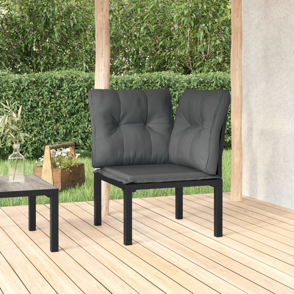 hjørnemodul til havesofa med hynder polyrattan sort og grå