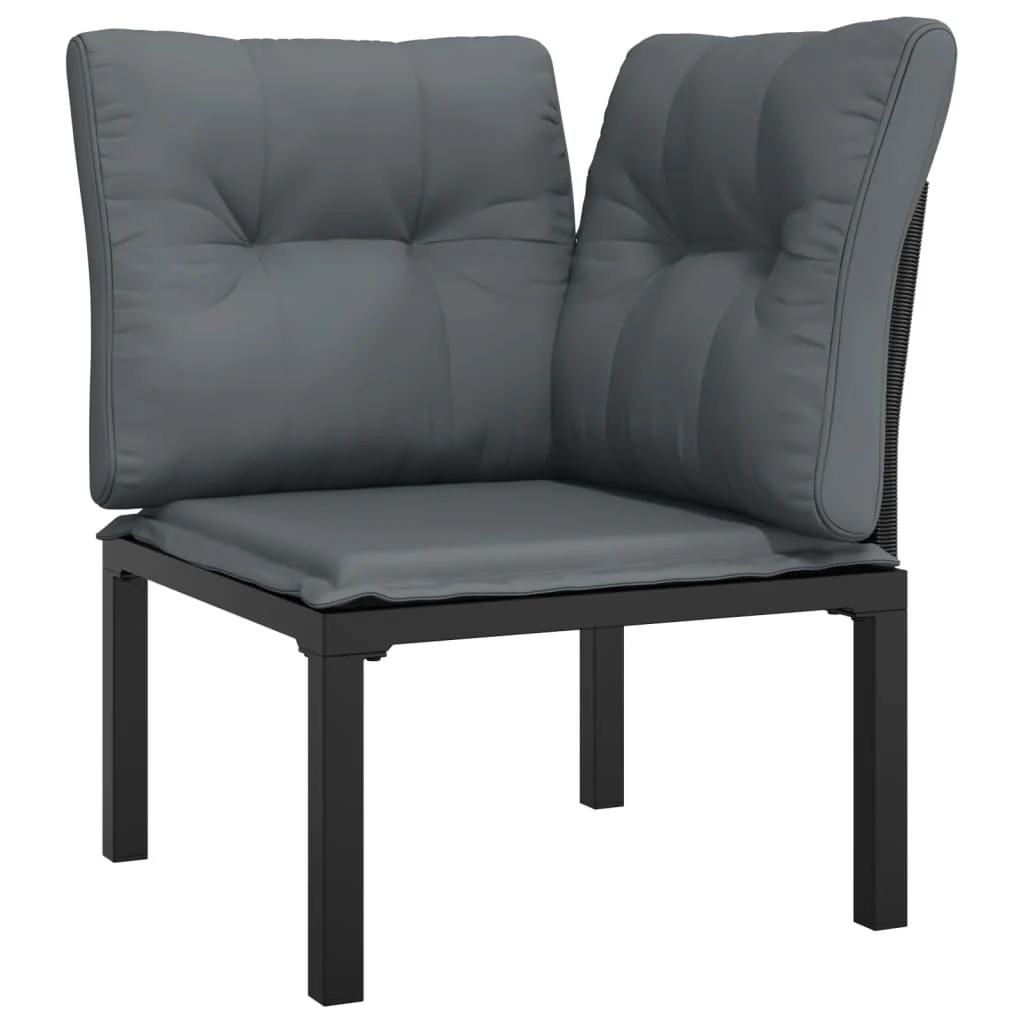 hjørnemodul til havesofa med hynder polyrattan sort og grå - Image 2