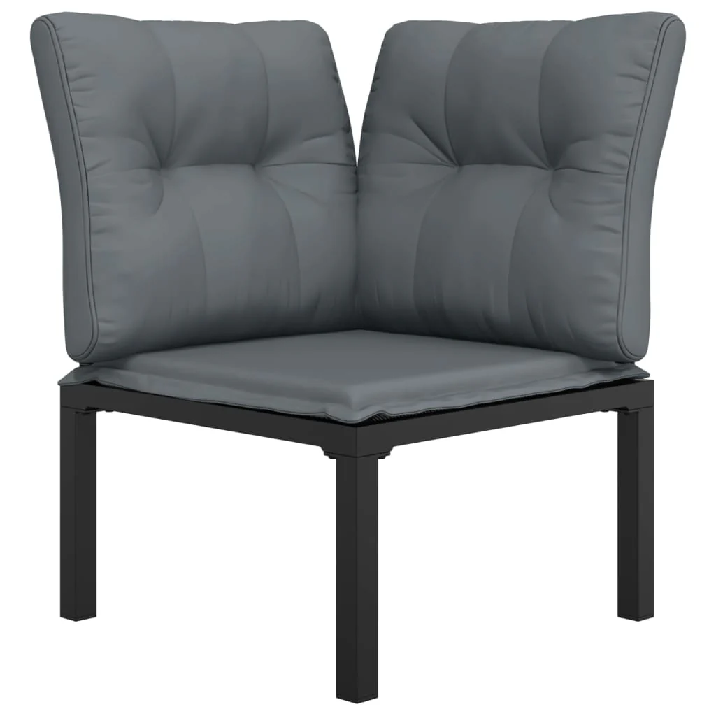 hjørnemodul til havesofa med hynder polyrattan sort og grå - Image 3