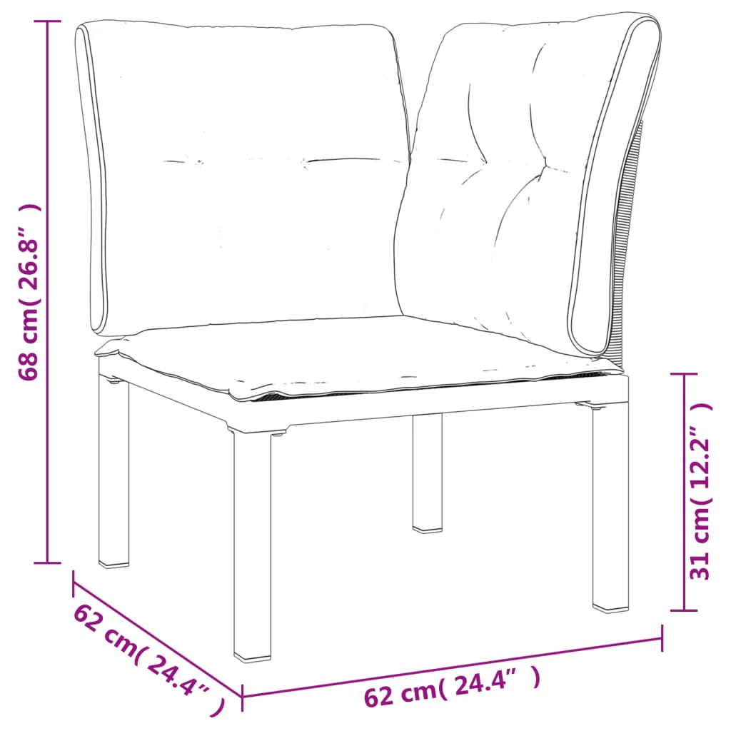 hjørnemodul til havesofa med hynder polyrattan sort og grå - Image 9