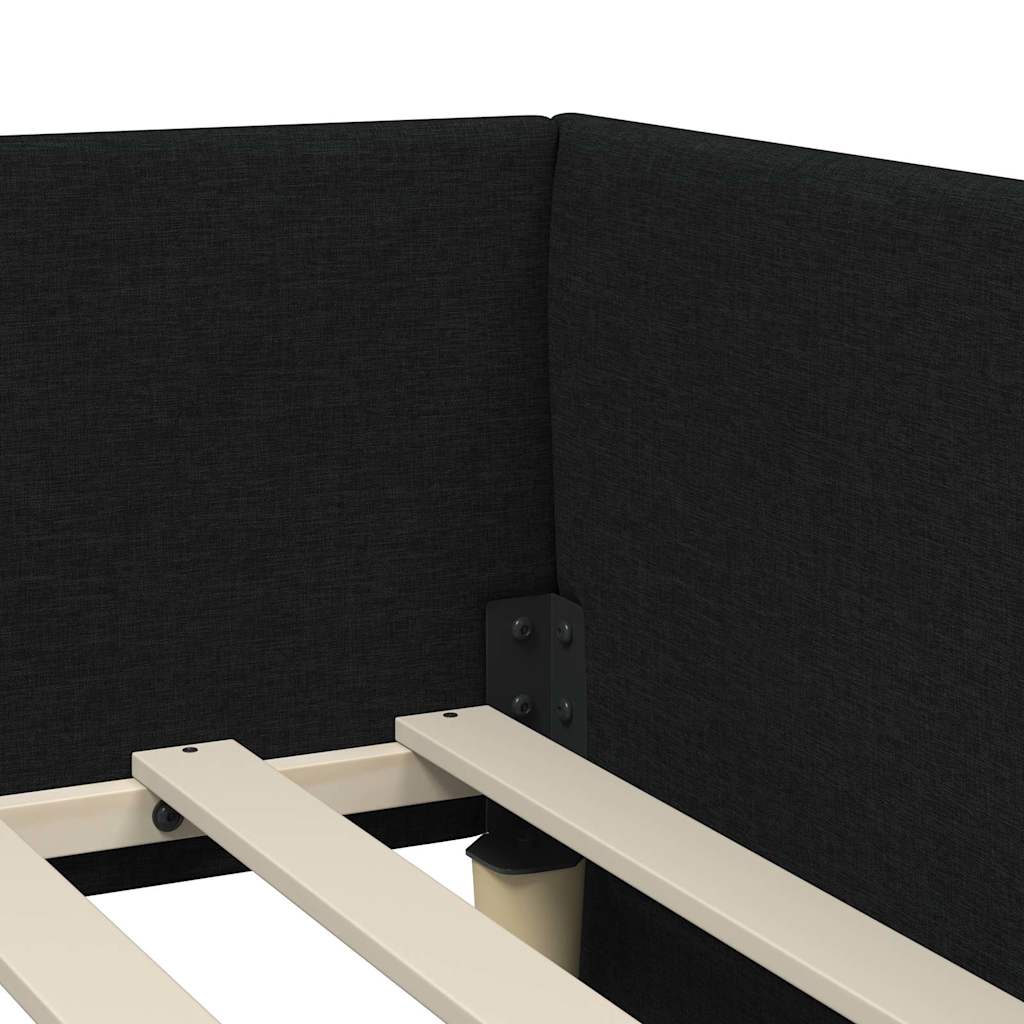 Hjørnesengramme med Madras Andet med hovedgærde 2 pcs Sort Stof - Image 10