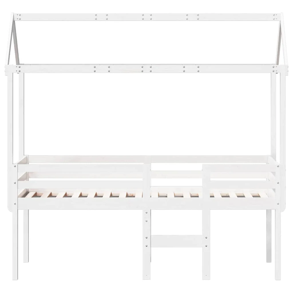 høj husseng 75x190 cm massivt fyrretræ hvid - Image 4