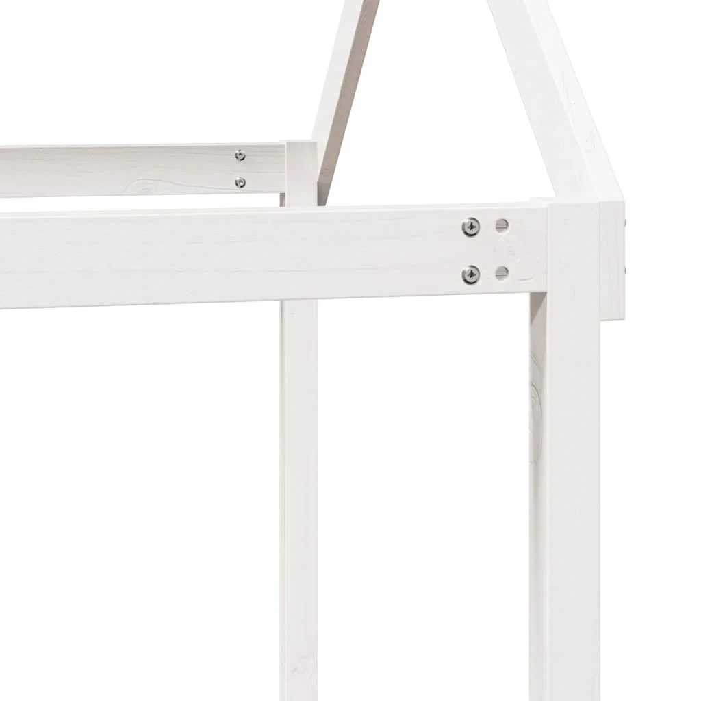 høj husseng 75x190 cm massivt fyrretræ hvid - Image 9