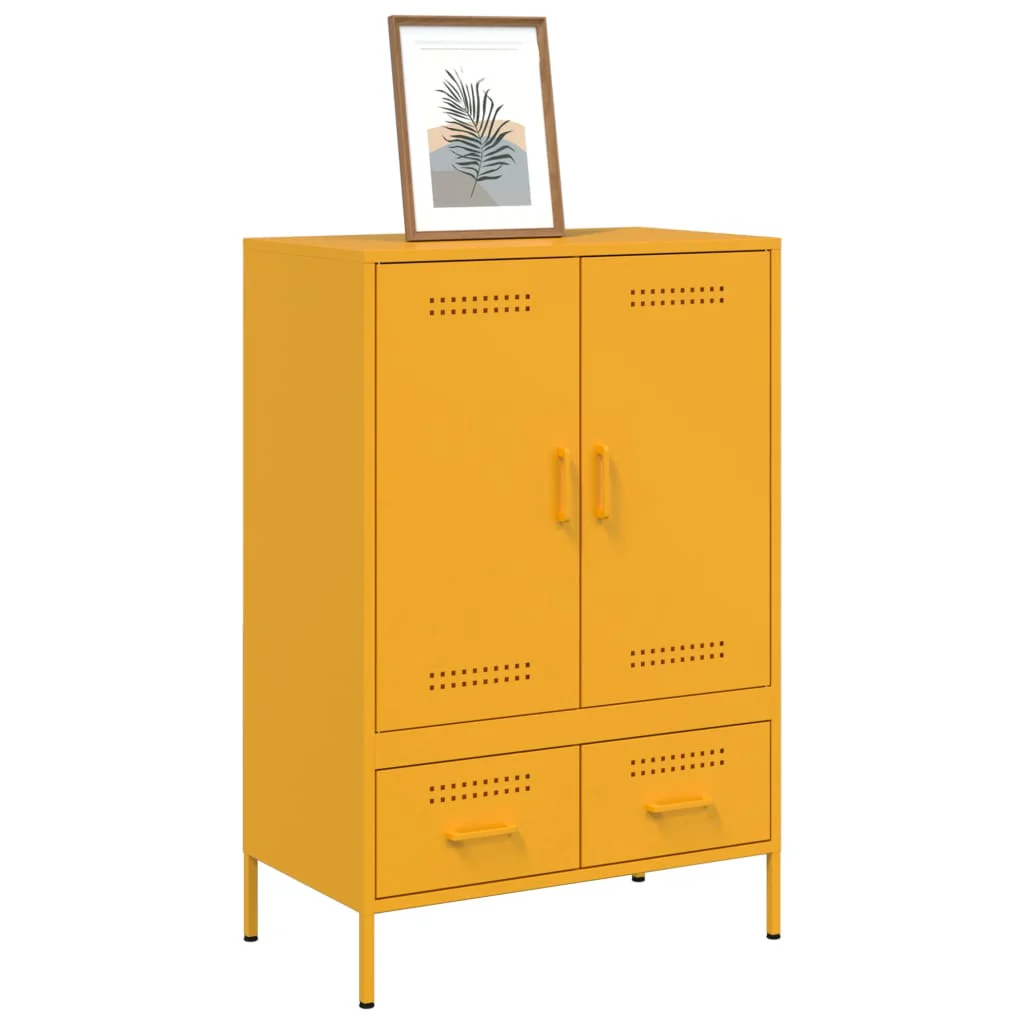 højskab 68x39x101,5 cm stål sennepsgul - Image 4