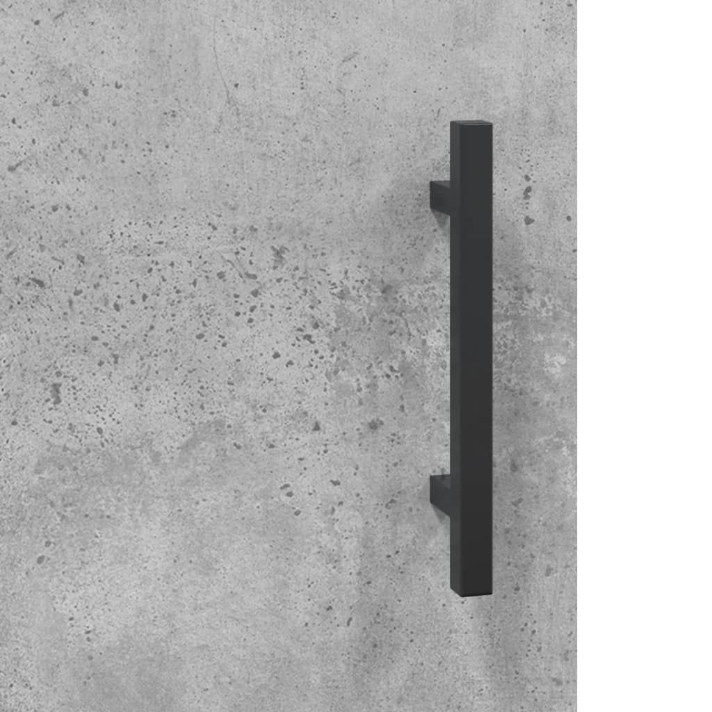 højskab 69,5x34x180 cm konstrueret træ betongrå - Image 9