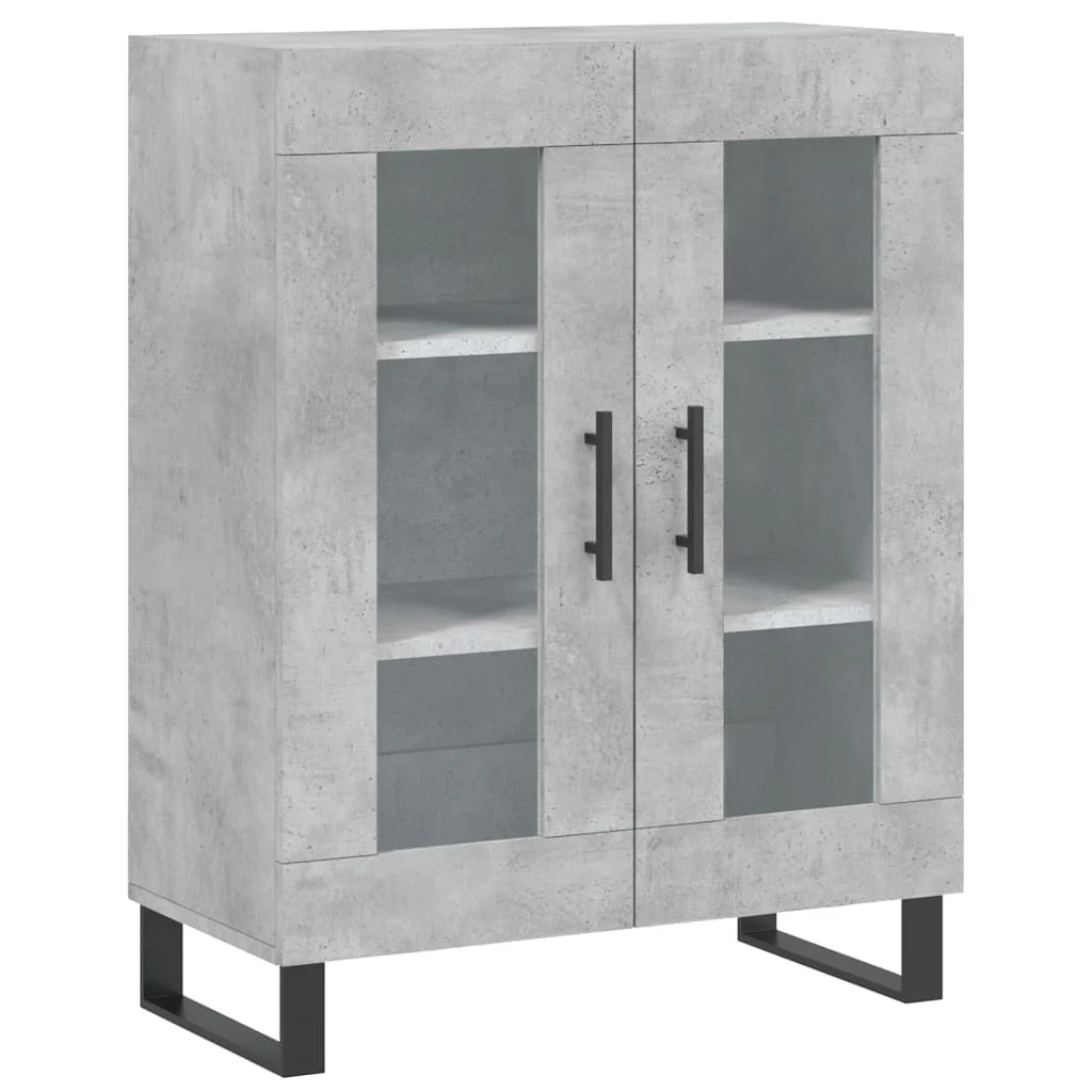 højskab 69,5x34x180 cm konstrueret træ betongrå - Image 7