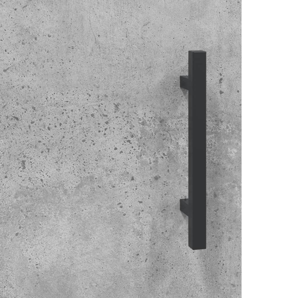 højskab 69,5x34x180 cm konstrueret træ betongrå - Image 8