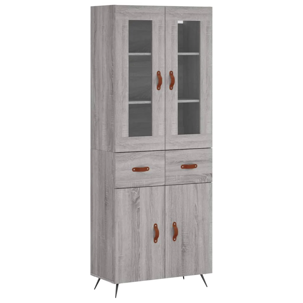 højskab 69,5x34x180 cm konstrueret træ grå sonoma-eg - Image 2