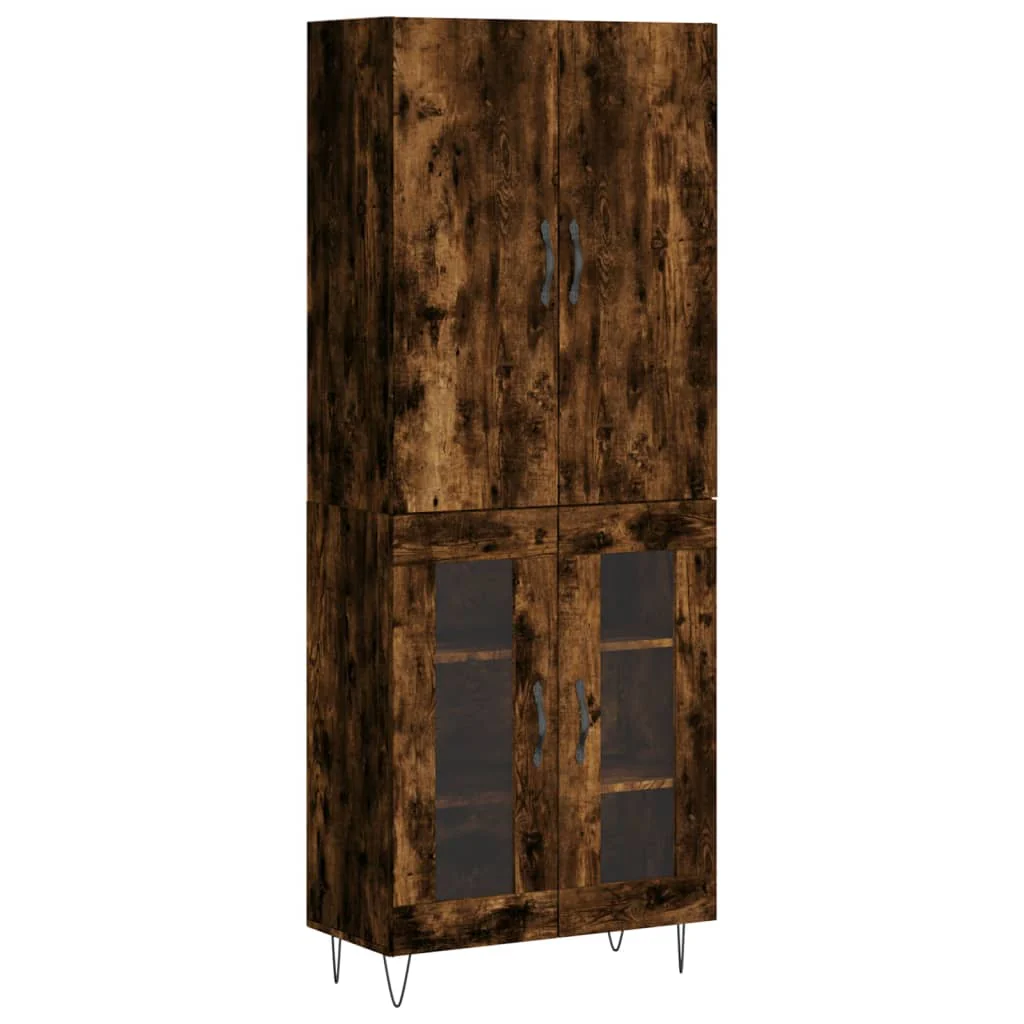 højskab 69,5x34x180 cm konstrueret træ røget egetræsfarve - Image 2