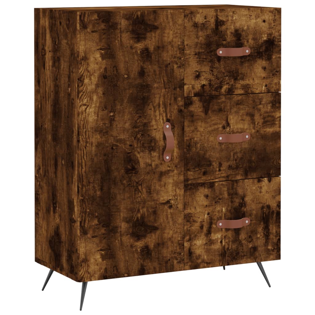 højskab 69,5x34x180 cm konstrueret træ røget egetræsfarve - Image 7