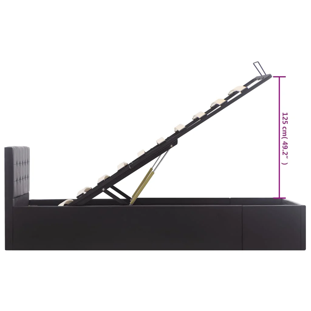 hydraulisk opbevaringsseng 100 x 200 cm kunstlæder sort - Image 10
