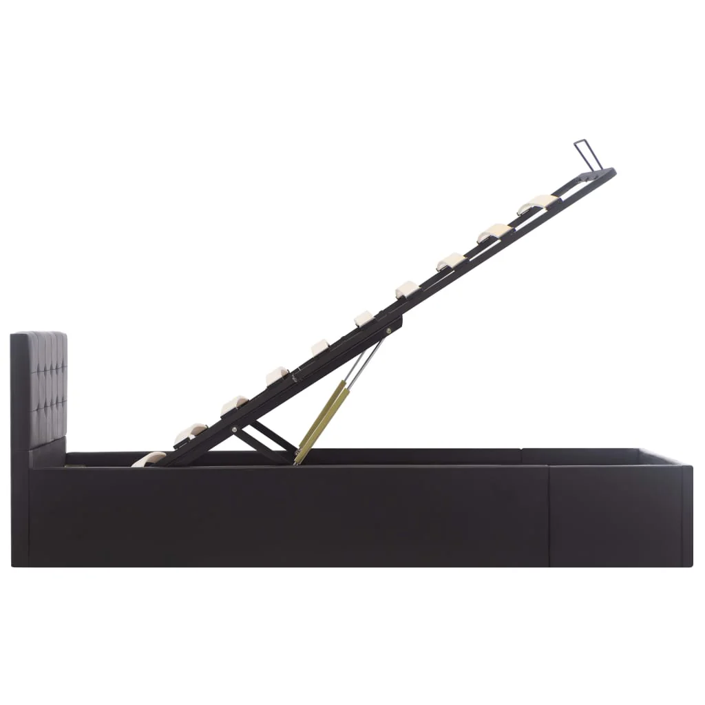 hydraulisk opbevaringsseng 100 x 200 cm kunstlæder sort - Image 6