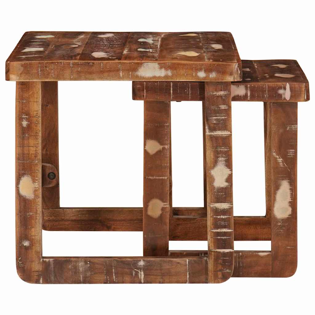 Indskudsborde 2 pcs Brun 46 x 46 x 45 cm Solid genbrugs træ - Image 5