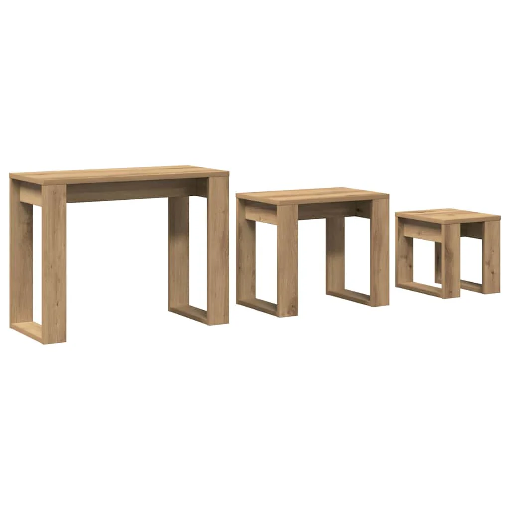 indskudsborde 3 stk. konstrueret træ kunsteg - Image 2