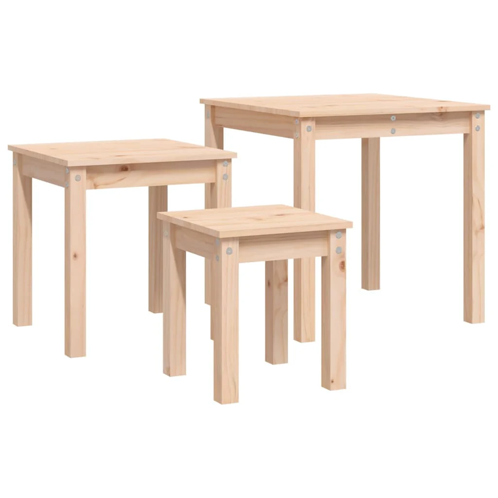 indskudsborde 3 stk. massivt fyrretræ - Image 6