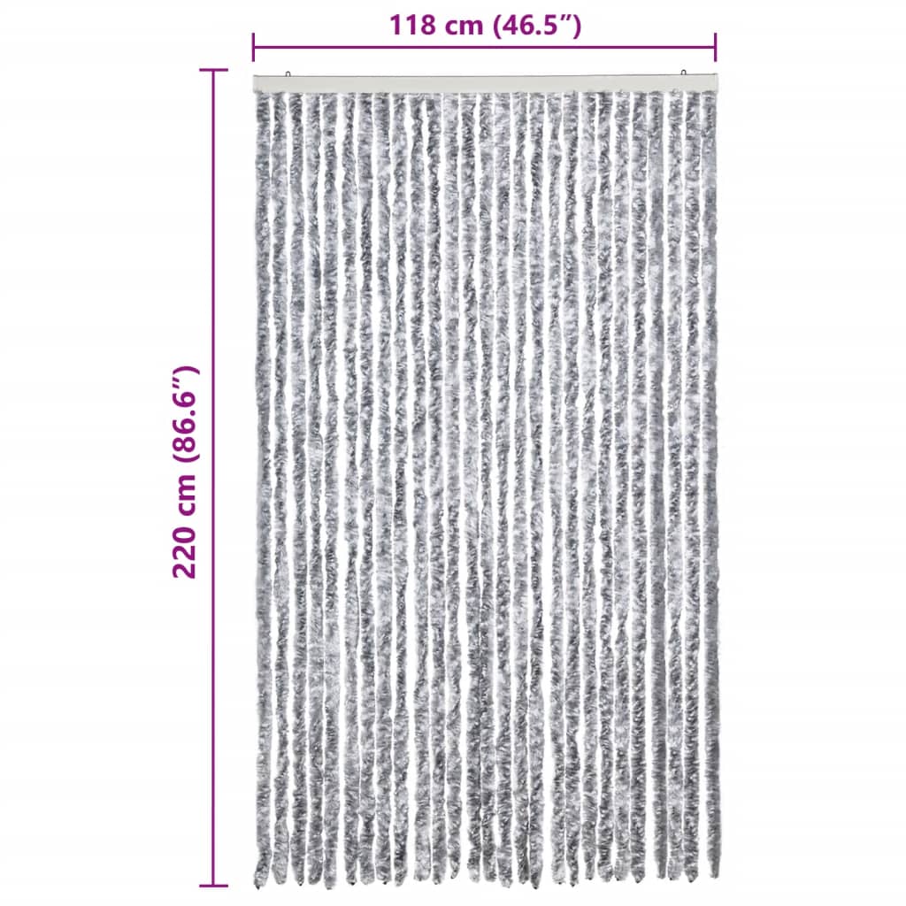 insektgardin 118x200 cm chenille hvid og grå - Image 7