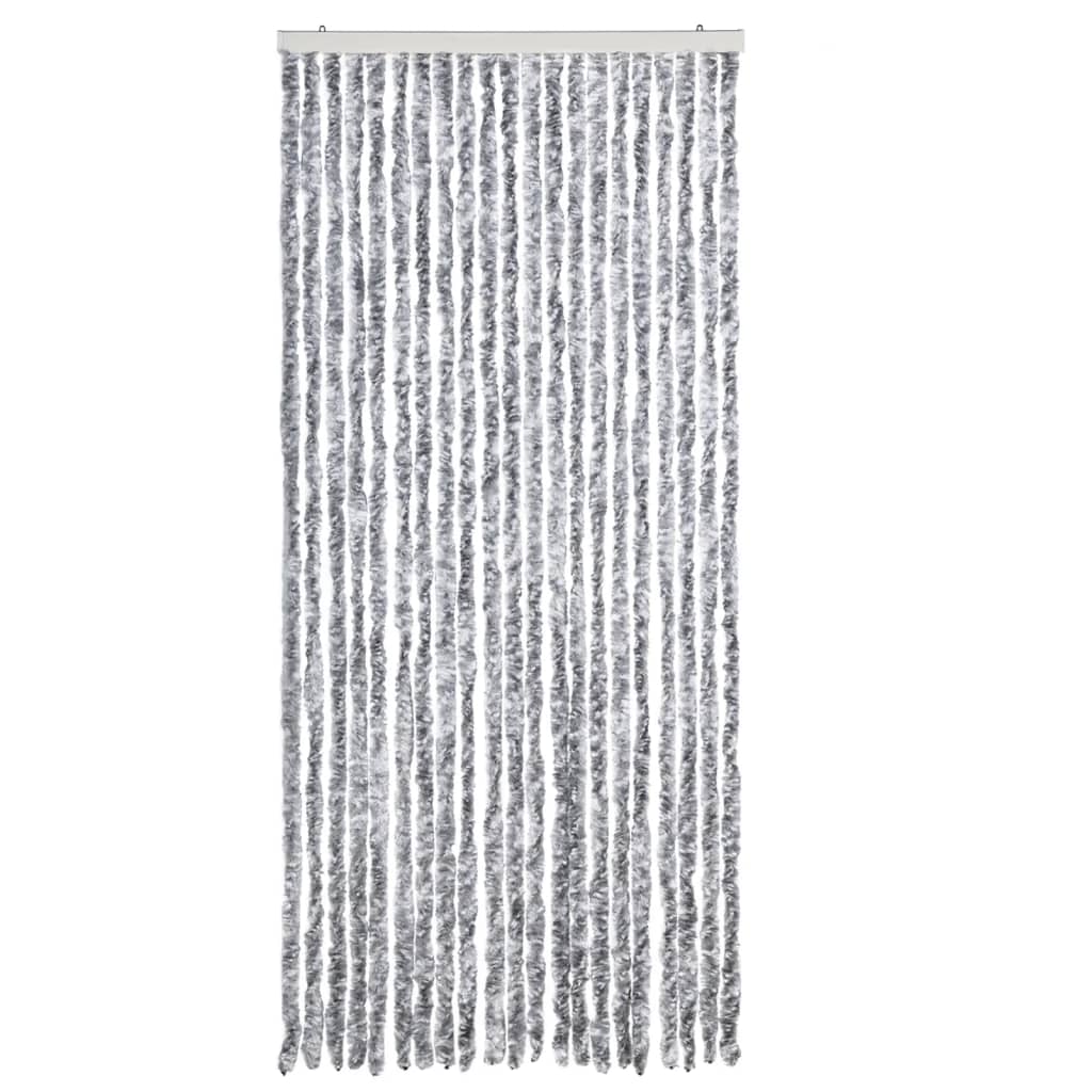 insektgardin 90x200 cm chenille grå og hvid - Image 3