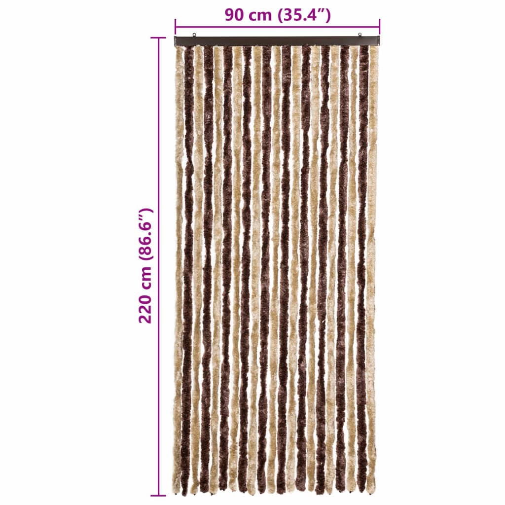insektgardin beige og lysebrun 90 x 220 cm chenille - Image 7