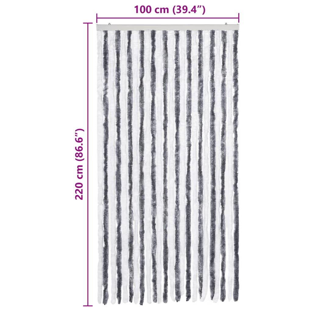 insektgardin grå og hvid 100x220 cm chenille - Image 7