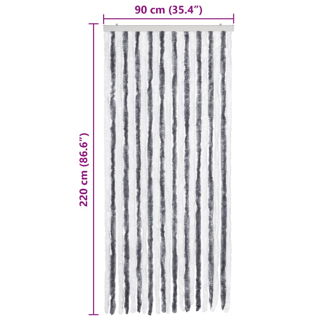 insektgardin grå og hvid 90 x 220 cm chenille - Image 7