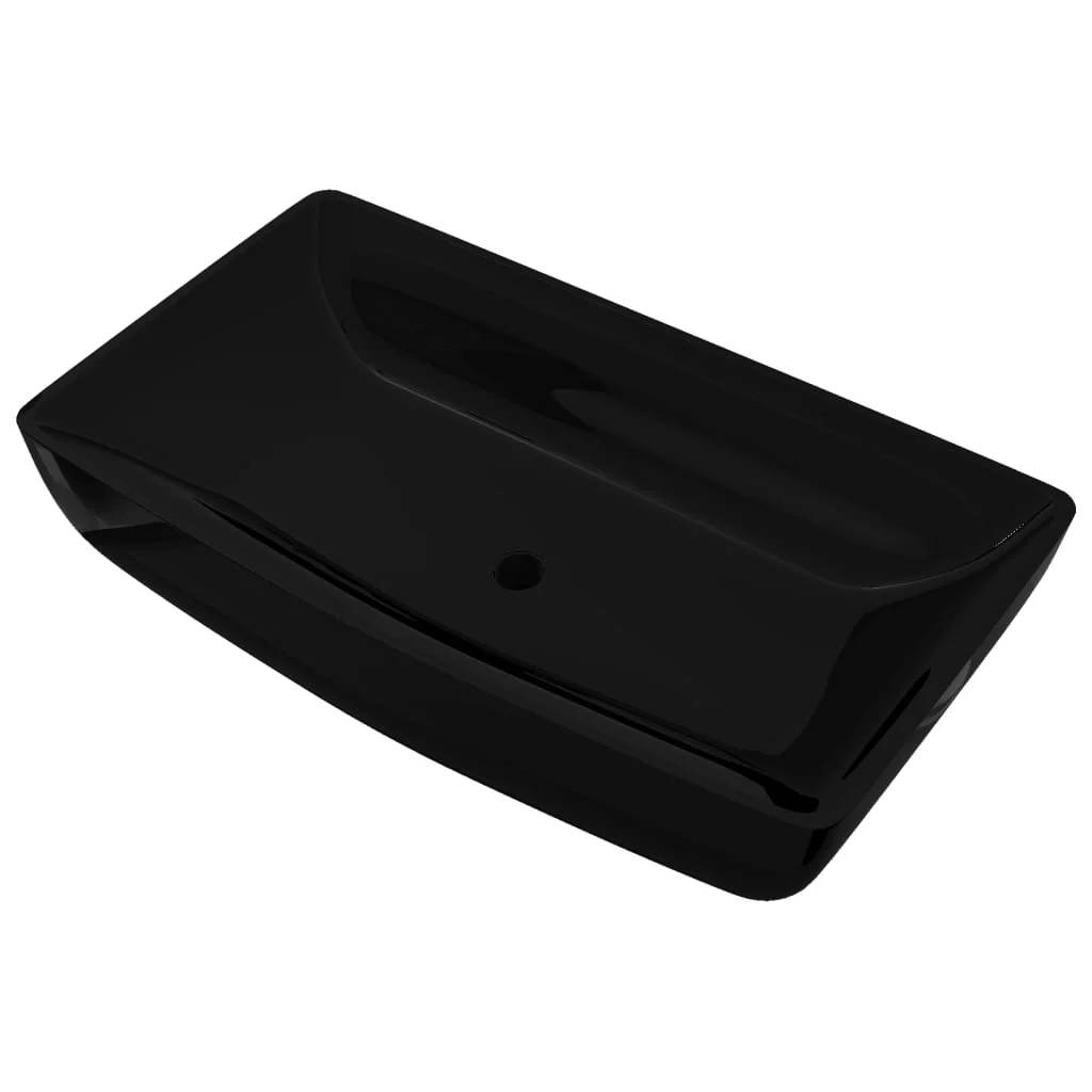 Keramisk badeværelsesvask basin sort rektangulær - Image 2
