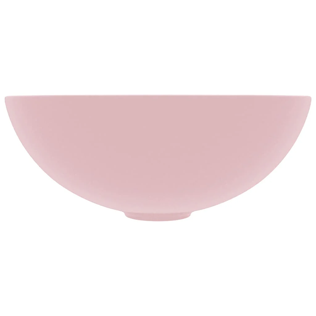 keramisk håndvask til badeværelse rund mat pink - Image 3