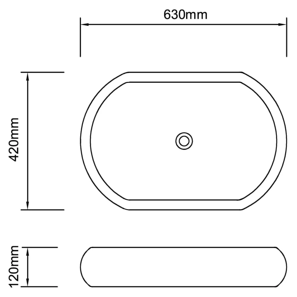 keramisk luksushåndvask oval hvid 63 x 42 cm - Image 6