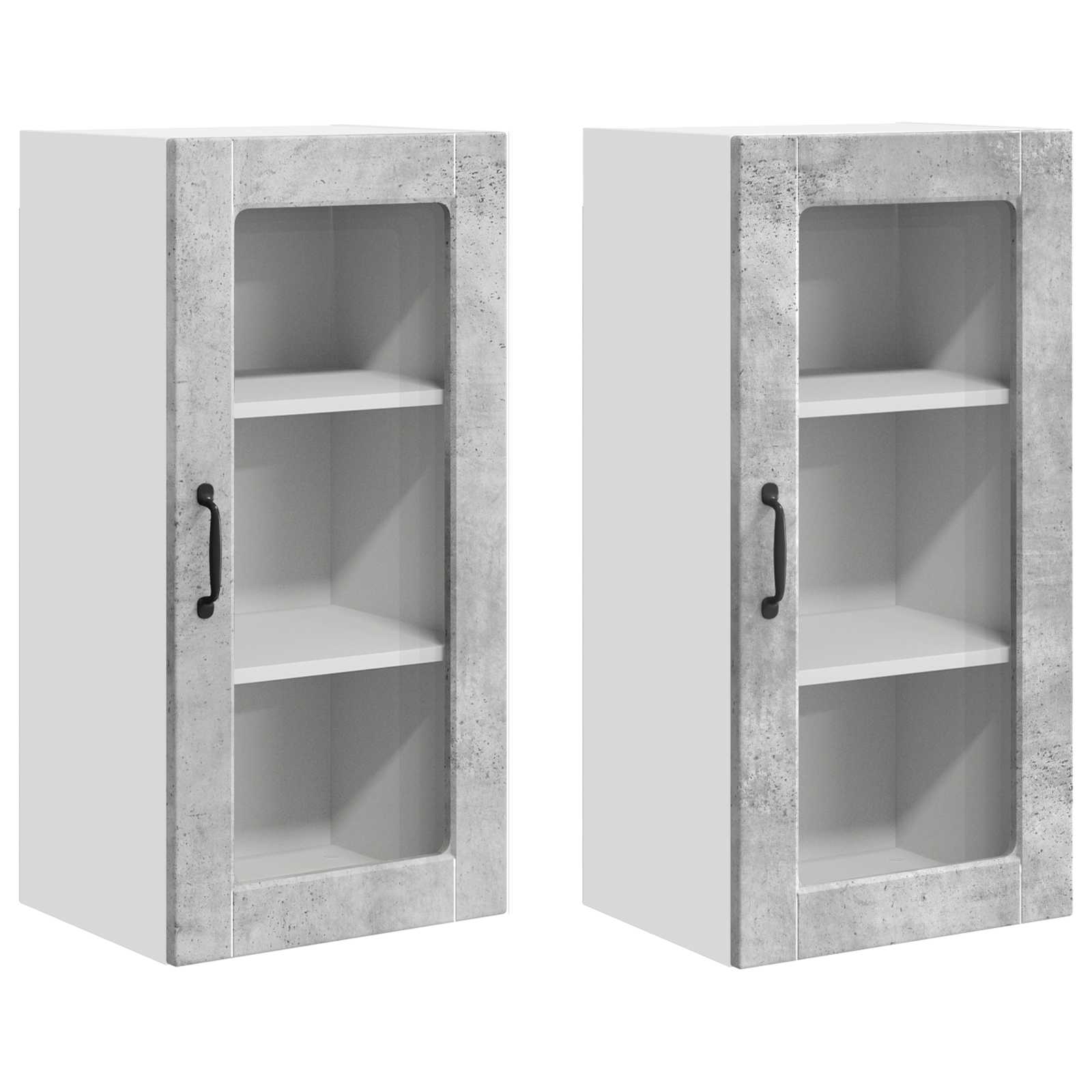 Køkkenskab 2 pcs Beton Grå 40 x 31 x 80 cm Konstrueret træ - Image 2