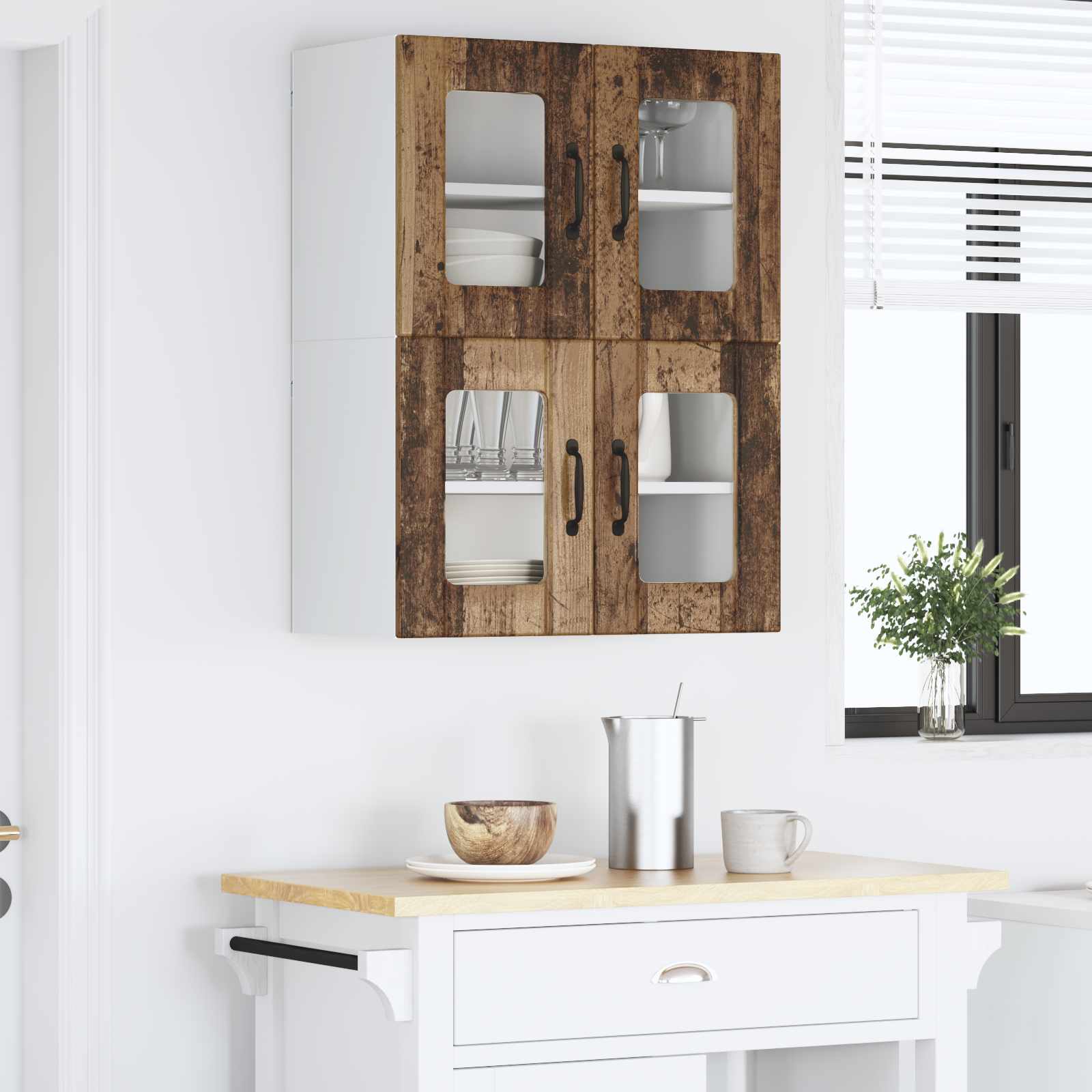 Køkkenskab 2 pcs Gammelt træ 60 x 31 x 40 cm Konstrueret træ - Image 4